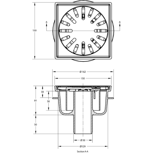 Ben Q-Drain doucheput Square 10x10 cm RVS