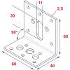 Verstelbaar hoekanker 40x60x60 mm (l*b*h)