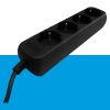 Tafelcontactdoos 4V + RA 3 meter 3x1.5mm² zwart