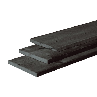 Douglas plank fijnbezaagd 22x200 mm zwart lengte 300 cm (bestelartikel)