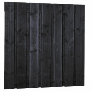 Douglas fijnbezaagd plankenscherm 15-planks 19 mm, 180 x 180 cm, zwart gedompeld. (bestelartikel)