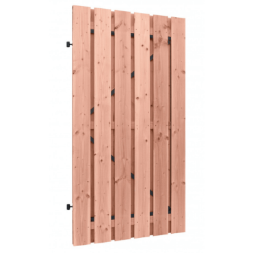 Douglas geschaafde plankendeur op zwart verstelbaar stalen frame, 16 mm, 100 x 190 cm, onbehandeld.