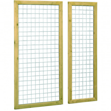 Grenen betonijzertrellis met maas 7,5 x 7,5 cm, in raamwerk 4,4 x 6,8 cm, 60 x 180 cm, groen geïmpregneerd.