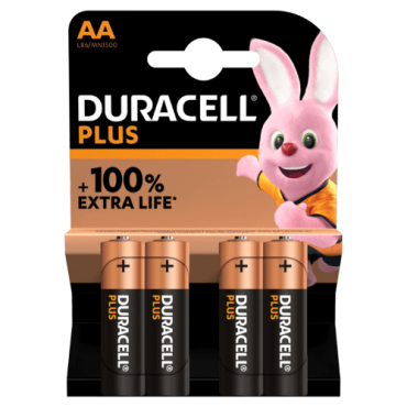 Duracell Plus batterij alkaline penlite AA inhoud 4 stuks