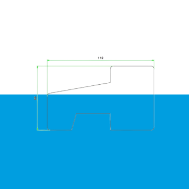 66x110 mm kozijnhout WIT gegrond 'Type C ' onderdrempel