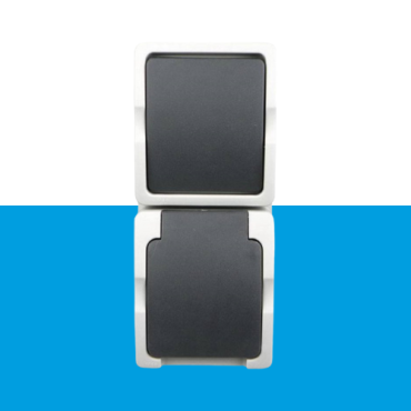 Wisselschakelaar + wandcontactdoos verticaal Ratio waterdicht