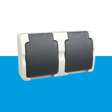 Wandcontactdoos dubbel horizontaal Ratio waterdicht