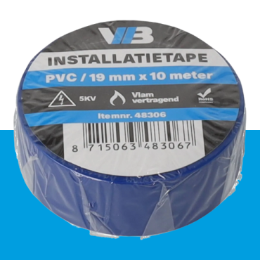 Installatie tape 19mm x 10 meter blauw