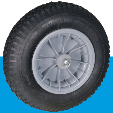 Kruiwagenwiel met luchtband en kunststof velg (aslengte 13 cm)
