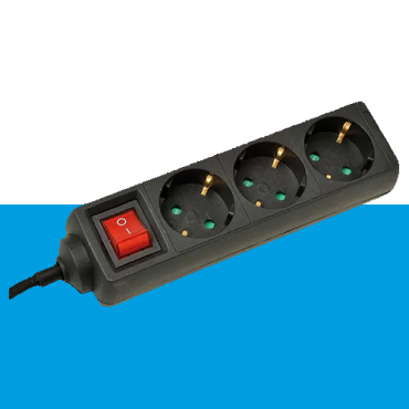 Tafelcontactdoos 3V + RA 1,5 meter 3x1.5mm² zwart+ schakelaar