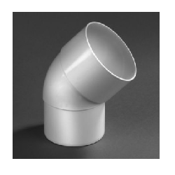 Bocht 80 mm 45 graden wit mof verjongd