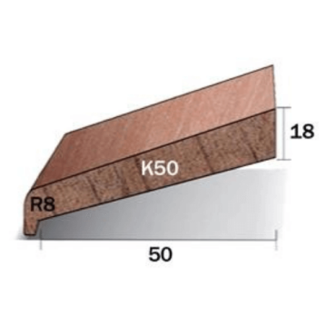 Meranti Neuslat K50 18x64 mm rondom 60 mu wit gegrond lengte 245 cm