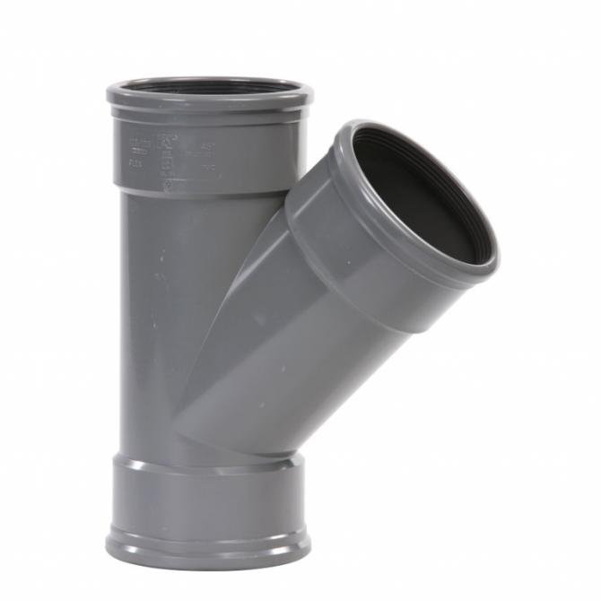 T-stuk 200 mm 45 graden 3xmanchet (bestelartikel)
