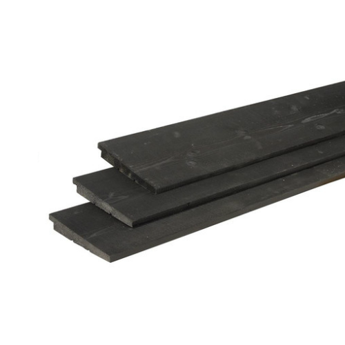 Zwart zweeds rabat vuren lengte 360 cm 2x zwart gespoten werkend 17,5 cm (bestelartikel)