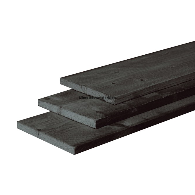 Douglas plank fijnbezaagd 22x200 mm zwart lengte 300 cm (bestelartikel)