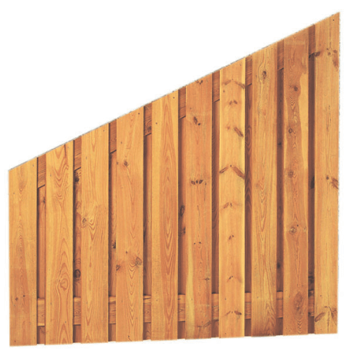Grenen geschaafd plankenscherm 21-planks 17 mm, 180 x 180/90 cm, verticaal recht aflopend, groen geïmpregneerd.