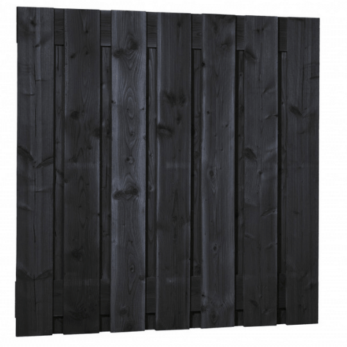 Douglas fijnbezaagd plankenscherm 15-planks 19 mm, 180 x 180 cm, zwart gedompeld. (bestelartikel)