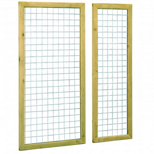 Grenen betonijzertrellis met maas 7,5 x 7,5 cm, in raamwerk 4,4 x 6,8 cm, 90 x 180 cm, groen ge#mpregneerd.