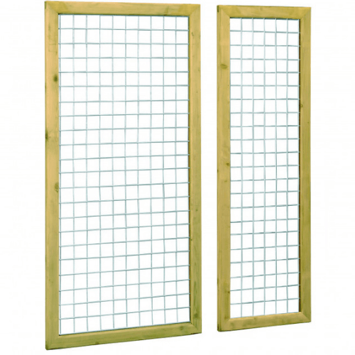 Grenen betonijzertrellis met maas 7,5 x 7,5 cm, in raamwerk 4,4 x 6,8 cm, 60 x 180 cm, groen geïmpregneerd.