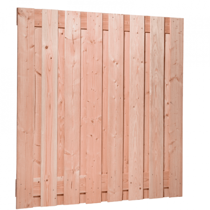Douglas geschaafd plankenscherm 17-planks 18 mm 180 x 180 cm, onbehandeld. (bestelartikel)