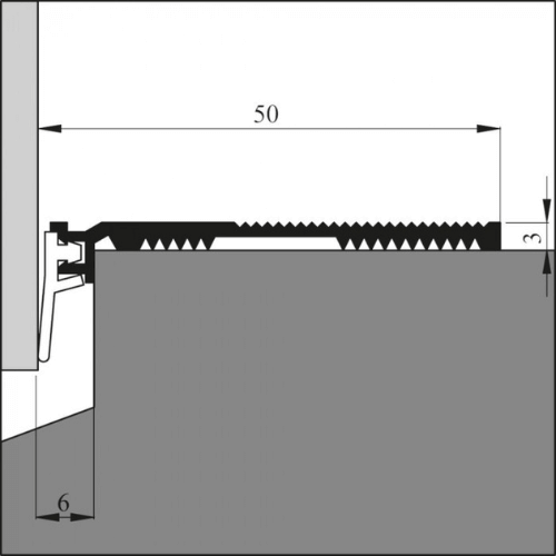 Dorpelprofiel opbouw Ellen 100 cm 50x3 mm ANB 7