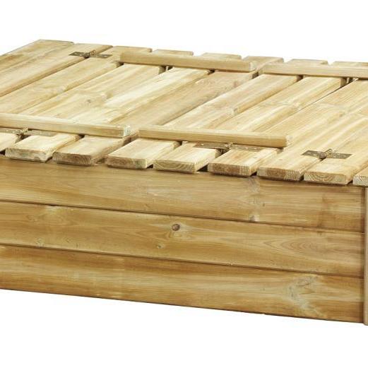 Zandbak Tom met deksel zitbank 120x120x30 cm (bestelartikel)