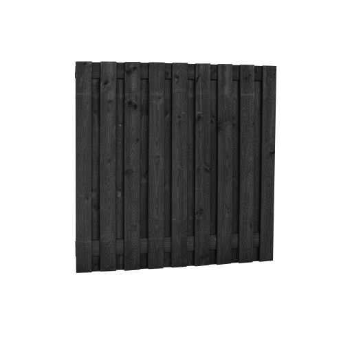 Grenen geschaafd plankenscherm 19-planks 15 mm, 180 x 180 cm, recht, zwart gedompeld. (bestelartikel)