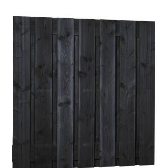Douglas fijnbezaagd plankenscherm 15-planks 19 mm, 180 x 180 cm, zwart gedompeld. (bestelartikel)