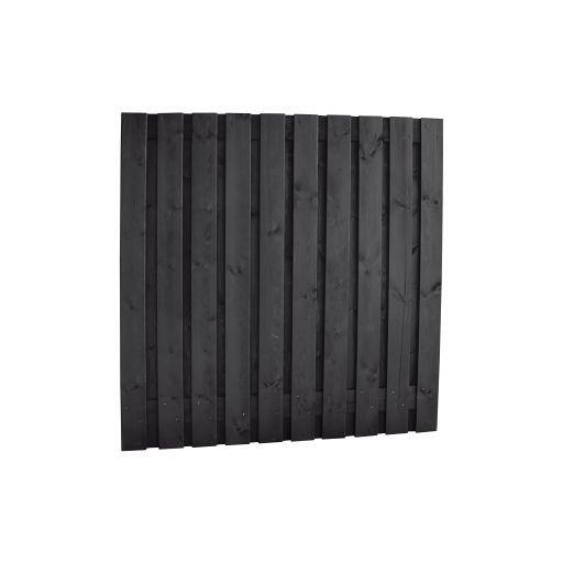 Grenen geschaafd plankenscherm 21-planks 15 mm, 180 x 180 cm, recht, geïmpregneerd en zwart gespoten. (bestelartikel)