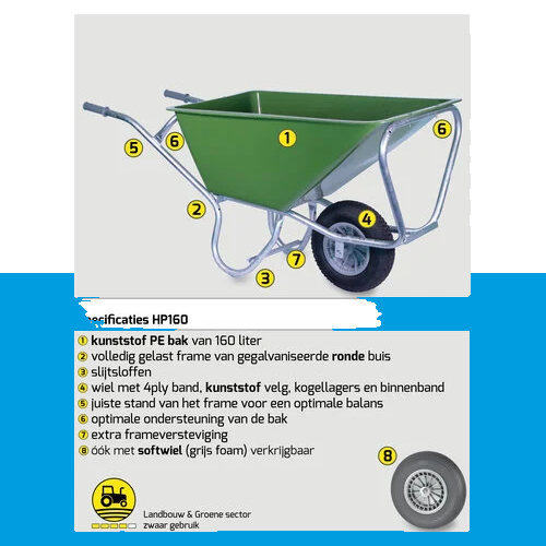 Stalkruiwagen PRO 160 L groen
