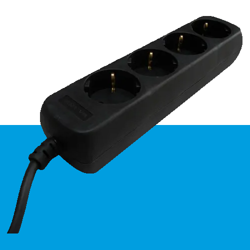 Tafelcontactdoos 4V + RA 3 meter 3x1.5mm² zwart