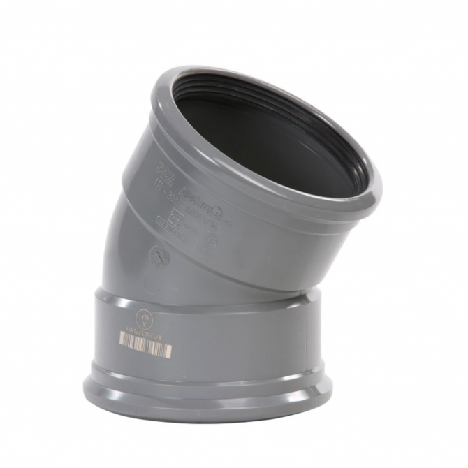 Bocht 125 mm 30 graden 2xmanchet