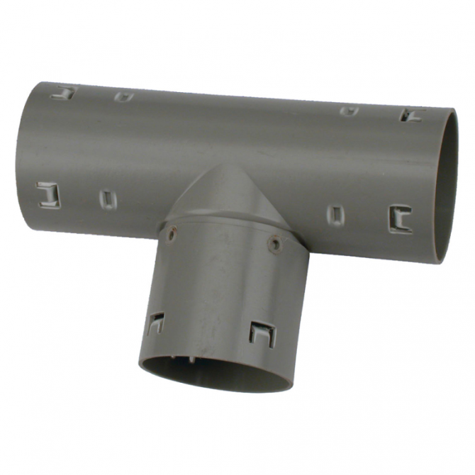 T-stuk rond 60 mm drainage 3 x klikmof