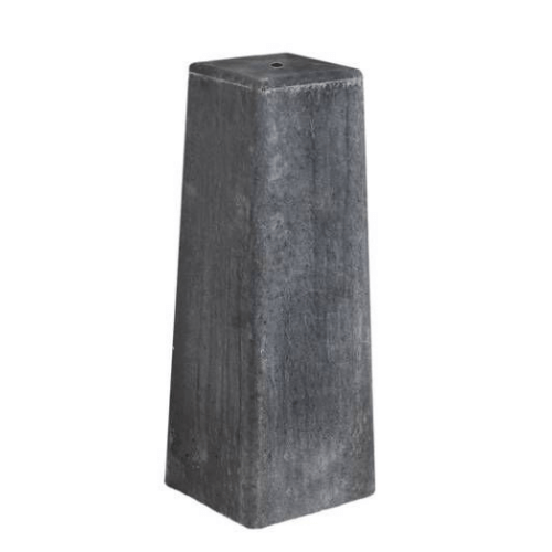 Betonpoer antraciet + afgeronde hoeken 15x15x50 cm, onderzijde 17x17 cm inclusief hoogteverstelling draadeind M16 en plaat
