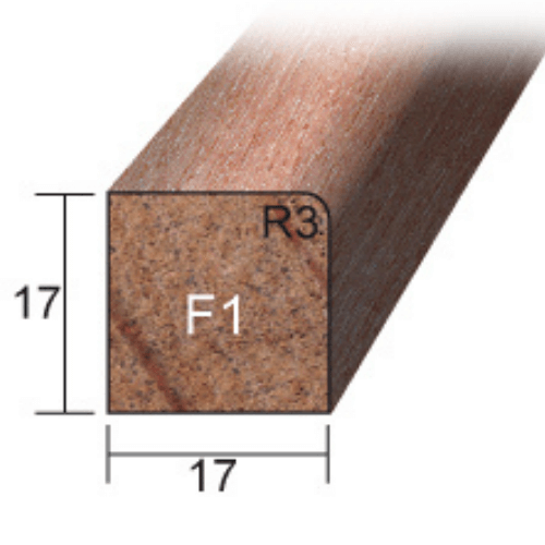 Meranti Glaslat F1 17x17 mm rondom 60 mu wit gegrond lengte 275 cm