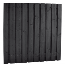 Grenen geschaafd plankenscherm 21-planks 15 mm, 180 x 180 cm, recht, geïmpregneerd en zwart gespoten.