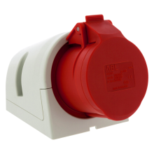 Contactdoos kracht, 4-polig + aarde, 16A, IP44 rood
