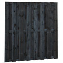 Grenen geschaafd plankenscherm 18-planks 15 mm, 180 x 180 cm, recht, zwart gedompeld. (bestelartikel)