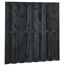 Grenen geschaafd plankenscherm 18-planks 15 mm, 180 x 180 cm, recht, zwart gedompeld.