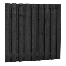 Grenen geschaafd plankenscherm 19-planks 15 mm, 180 x 180 cm, recht, zwart gedompeld. (bestelartikel)