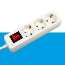 Tafelcontactdoos 3V + RA 1,5 meter 3x1.5mm² wit + schakelaar