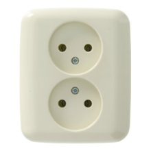 Wandcontactdoos dubbel zonder randaarde Cremé