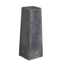 Betonpoer antraciet + afgeronde hoeken 15x15x50 cm, onderzijde 17x17 cm inclusief hoogteverstelling draadeind M16 en plaat