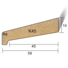 Meranti Neuslat K45 18x59 mm (K5) rondom 60 mu wit gegrond lengte 245 cm